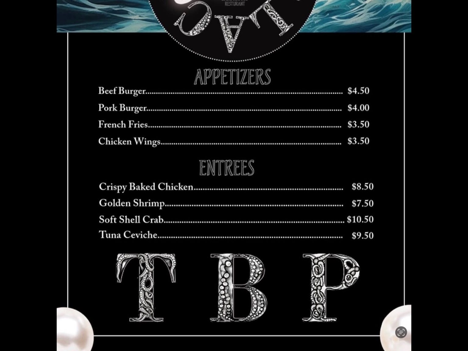 The Pearl Menu Concept